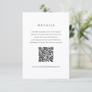 Cartão De Informações Código QR Clássico Atemporal para Casamento Formal