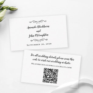 Cartão De Informações Código QR Código de Casamento Elegante White Moder
