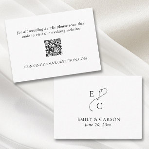Cartão De Informações Código QR Código de Casamento Elegante White Moder