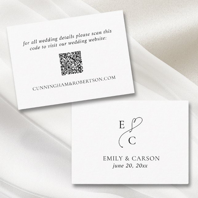 Cartão De Informações Código QR Código de Casamento Elegante White Moder (Criador carregado)