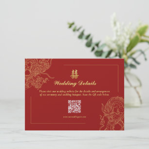 Cartão De Informações Código QR com detalhes do casamento chinês Dragão