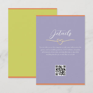 Cartão De Informações Código QR com Detalhes do Casamento Colorido