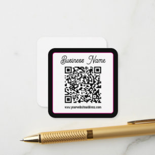 Cartão De Informações Código QR com letra cursiva de script