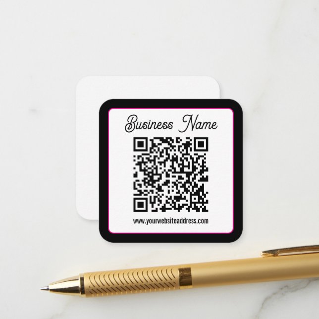 Cartão De Informações Código QR com letra cursiva de script (Frente/Verso In Situ)
