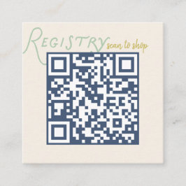 Cartão De Informações Código QR da Lista de Presentes Navy e Mint Doodle