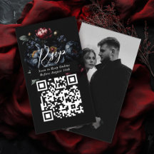 Código QR Dark Moody Peony Gothic Wedding RSVP