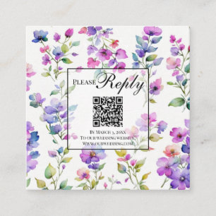 Cartão De Informações Código QR das flores roxas roxas do ventre Elegant