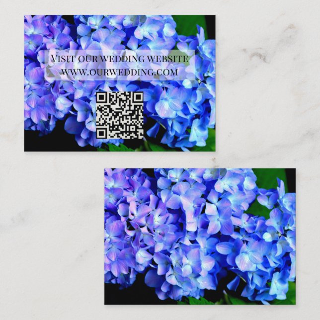 Cartão De Informações Código QR das hidrangas florais púrpura Elegante (Frente/Verso)