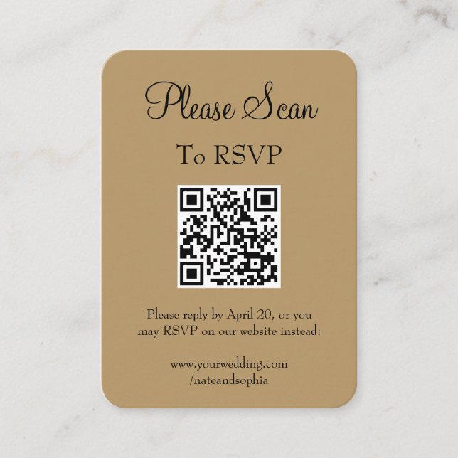 Cartão De Informações Código QR de Análise de Casamento Dourado Moderno  (Frente)