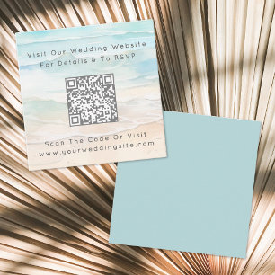 Cartão De Informações Código QR de Aquarela para RSVP de Casamento na Pr