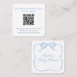 Cartão De Informações Código QR de Arco Azul Elegante para Registro de C