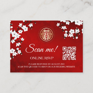 Cartão De Informações Código QR de Casamento Chinês RSVP Online