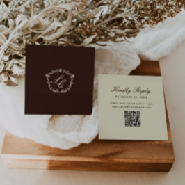 Cartão De Informações Código QR de casamento com monograma ocidental rom