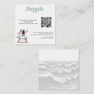 Cartão De Informações Código QR de Casamento de Casal surf