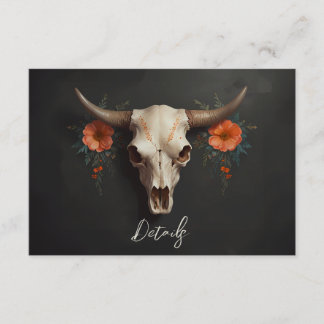 Cartão De Informações Código QR de casamento de caveira de vaca floral b