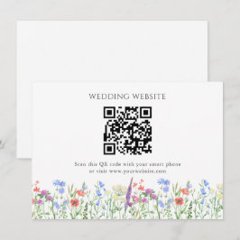Cartão De Informações Código QR de Casamento de Flor Silvestre Simples