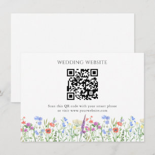 Cartão De Informações Código QR de Casamento de Flor Silvestre Simples