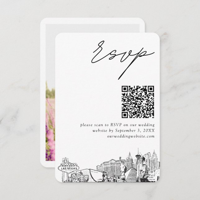 Cartão De Informações Código QR de Casamento de Las Vegas RSVP Pequeno (Frente/Verso)