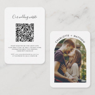 Cartão De Informações Código QR de Casamento e RSVP de Foto do Site