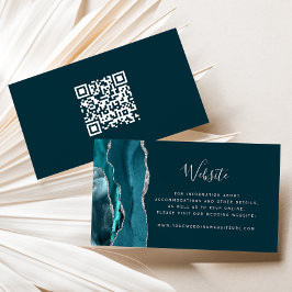 Cartão De Informações Código QR de Casamento em Orçamento Prata Ágata Tu