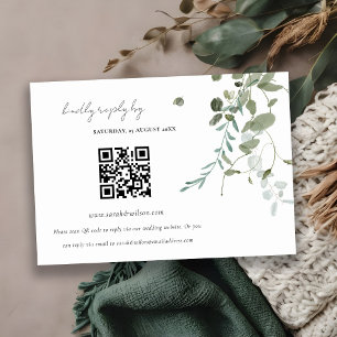 Cartão De Informações Código QR de Casamento Eucalyptus Botânico RSVP
