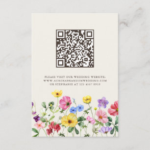 Cartão De Informações Código QR de Casamento Floral Boho Rústico Flor Si