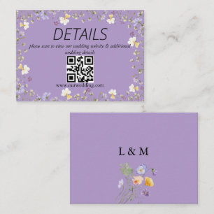 Cartão De Informações Código QR de Casamento Floral de Verão com Flor Si