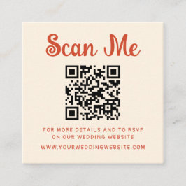 Cartão De Informações Código QR de Casamento Manuscrito Quirky RSVP