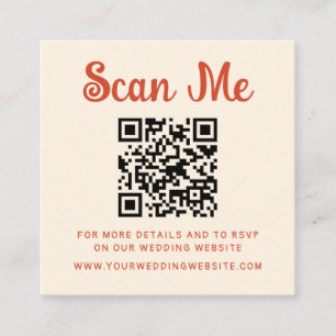 Cartão De Informações Código QR de Casamento Manuscrito Quirky RSVP