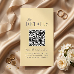 Cartão De Informações Código QR de casamento minimalista amarelo manteig