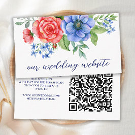Cartão De Informações Código QR de Casamento Patriótico Patriótico Azul 