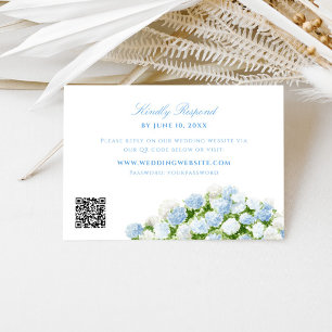 Cartão De Informações Código QR de Confirmação de Casamento com Hortênsi