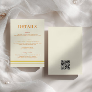 Cartão De Informações Código QR de detalhes de casamento amarelo de mant