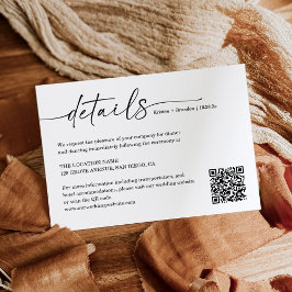 Cartão De Informações Código QR de Detalhes de Casamento de Script Manus