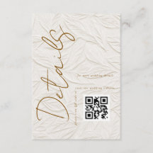 Código QR de detalhes de casamento Ivory Simple