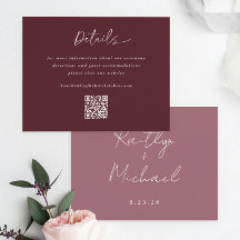 Código QR de Detalhes de Casamento Merlot Escrita 
