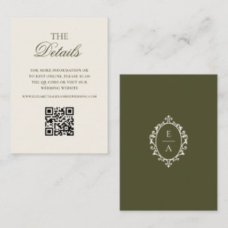 Cartão De Informações Código QR de Detalhes de Casamento Oval Crest Old
