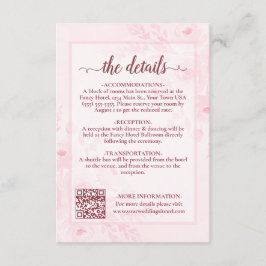 Cartão De Informações Código QR de Detalhes de Casamento Pink Boho Peoni
