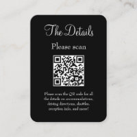 Código QR de Detalhes de Casamento Preto Simples M