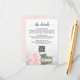 Cartão De Informações Código QR de Detalhes de Casamento Rosa Pink Elega