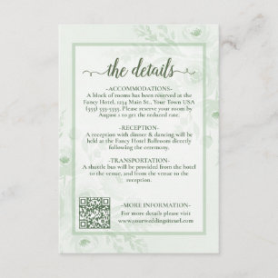 Cartão De Informações Código QR de Detalhes do Casamento com Peônias Boh