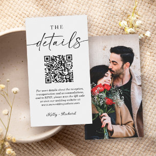 Cartão De Informações Código QR de Detalhes do Casamento de Foto de Scri