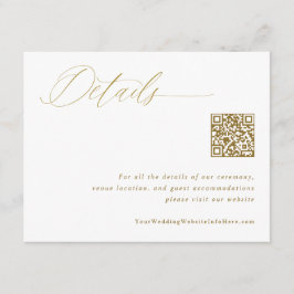 Cartão De Informações Código QR de Detalhes do Casamento Dourado Elegant
