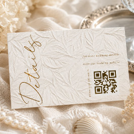Cartão De Informações Código QR de detalhes do casamento em marfim