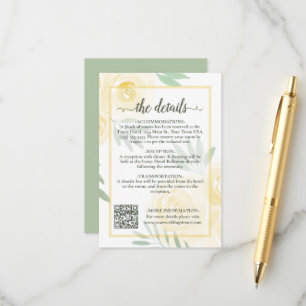 Cartão De Informações Código QR de Detalhes do Casamento Rosas Boho Chic