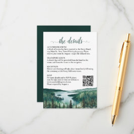 Cartão De Informações Código QR de Detalhes do Casamento Rústico no Lago