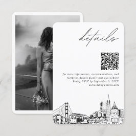Cartão De Informações Código QR de Detalhes Modernos de Casamento em San