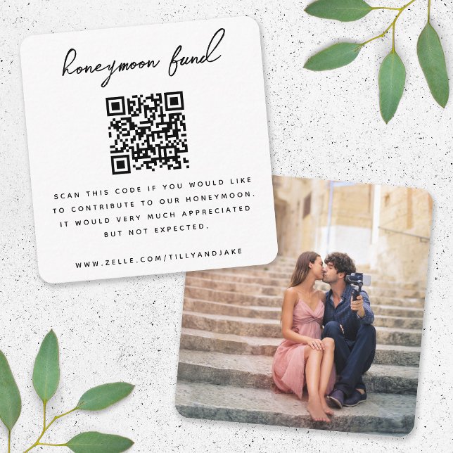 Cartão De Informações Código QR de Fundo Honeymoon Foto de Casamento Mín (Criador carregado)