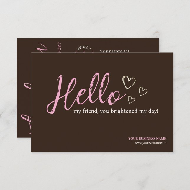 Cartão De Informações Código QR de Letra Moderna Marrom, Obrigado Negóci (Frente/Verso)