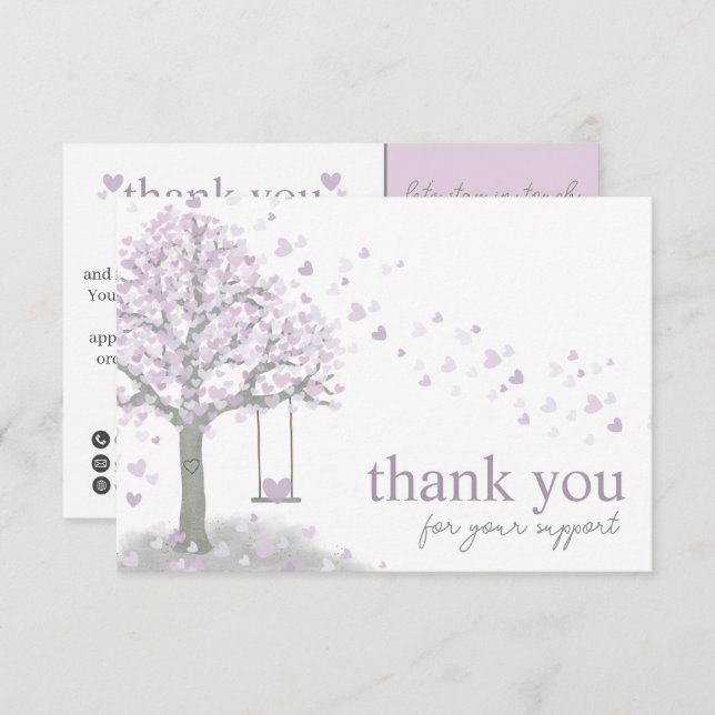 Cartão De Informações Código QR de Letra Moderna Roxa, Obrigado Negócios (Frente/Verso)